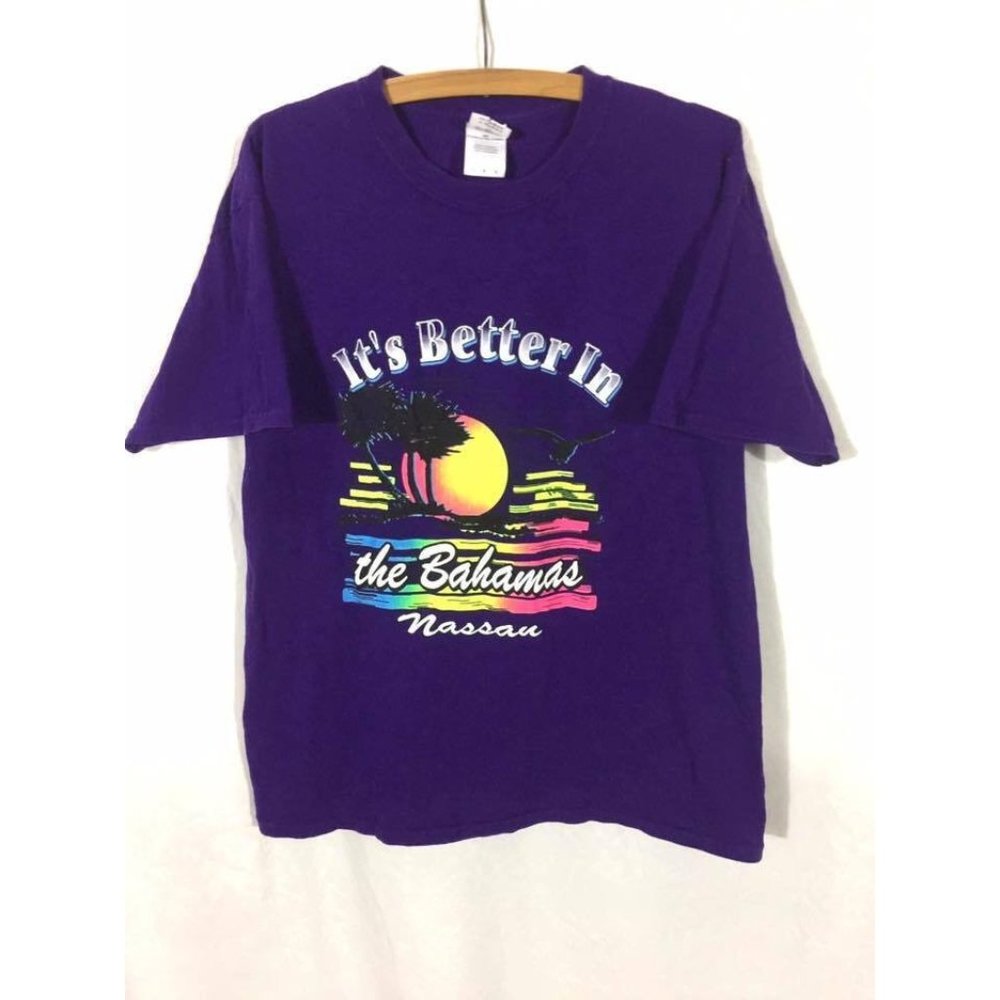 Retro It's Better in the Bahamas Palm Beach Sunset Men's T-Shirt